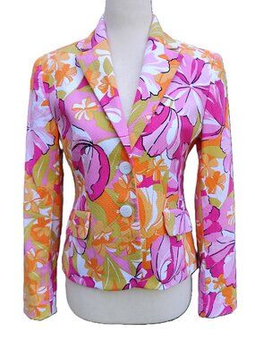 Textured Floral Mod Blazer 2P